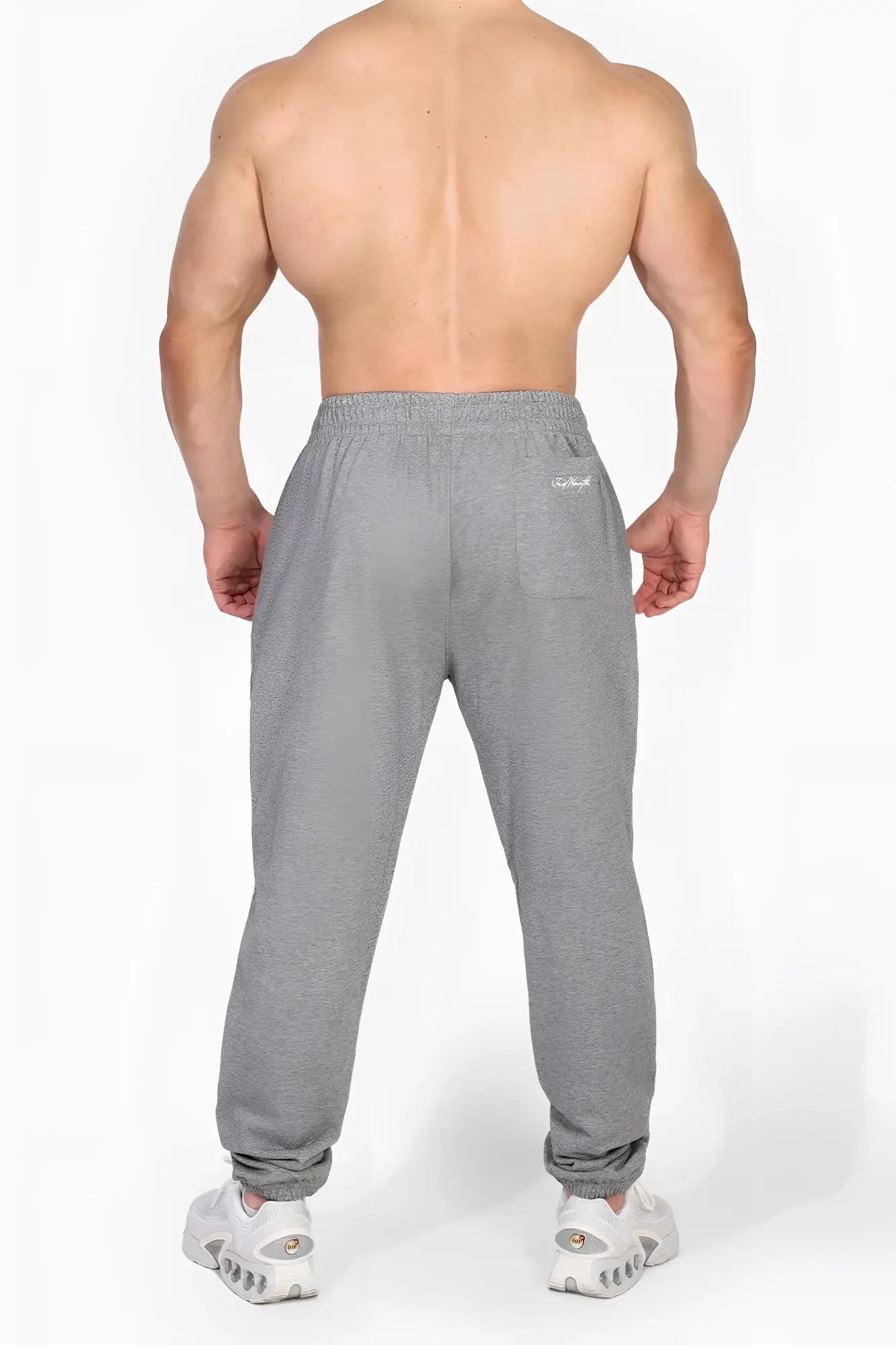 Gray heathered jed north french terry athletic training joggers with drawstring waistband and elastic cuffs