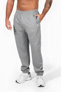 Gray heathered jed north french terry athletic training joggers with drawstring waistband and elastic cuffs