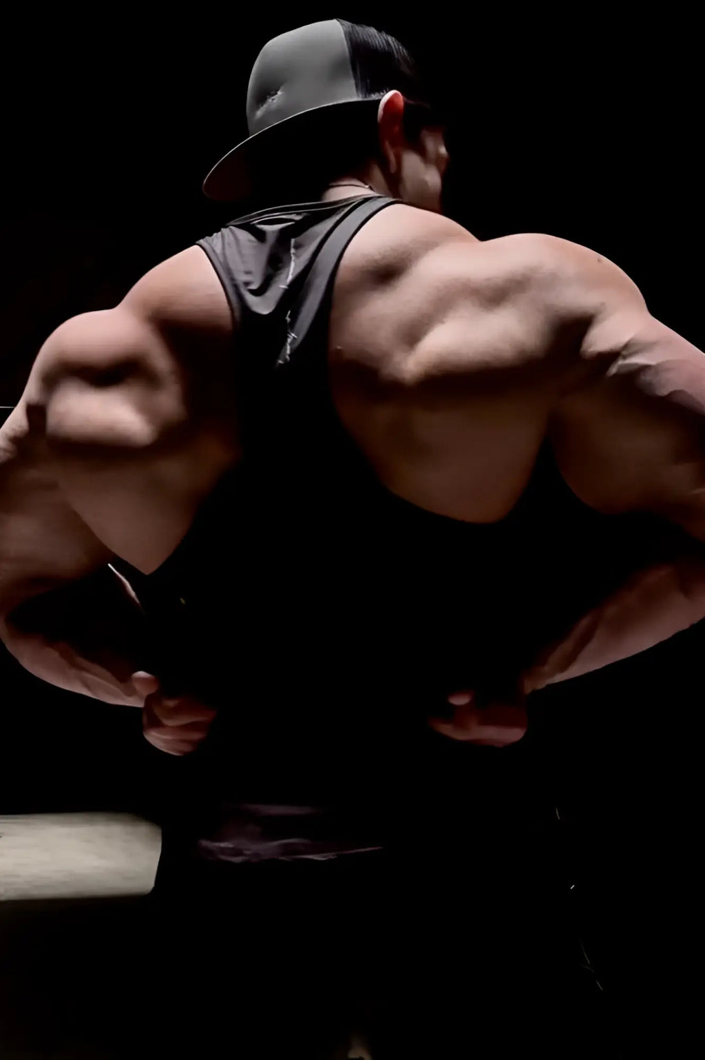 Black mesh jed north graphic muscle stringer tank top worn by muscular individual front view
