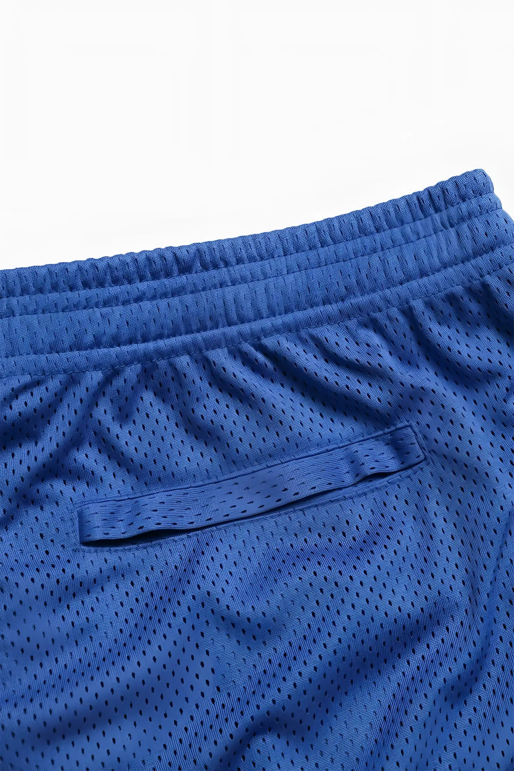 Jed North Jersey Mesh 7.5 inch gym shorts in blue with breathable mesh fabric ribbed waistband and side pocket