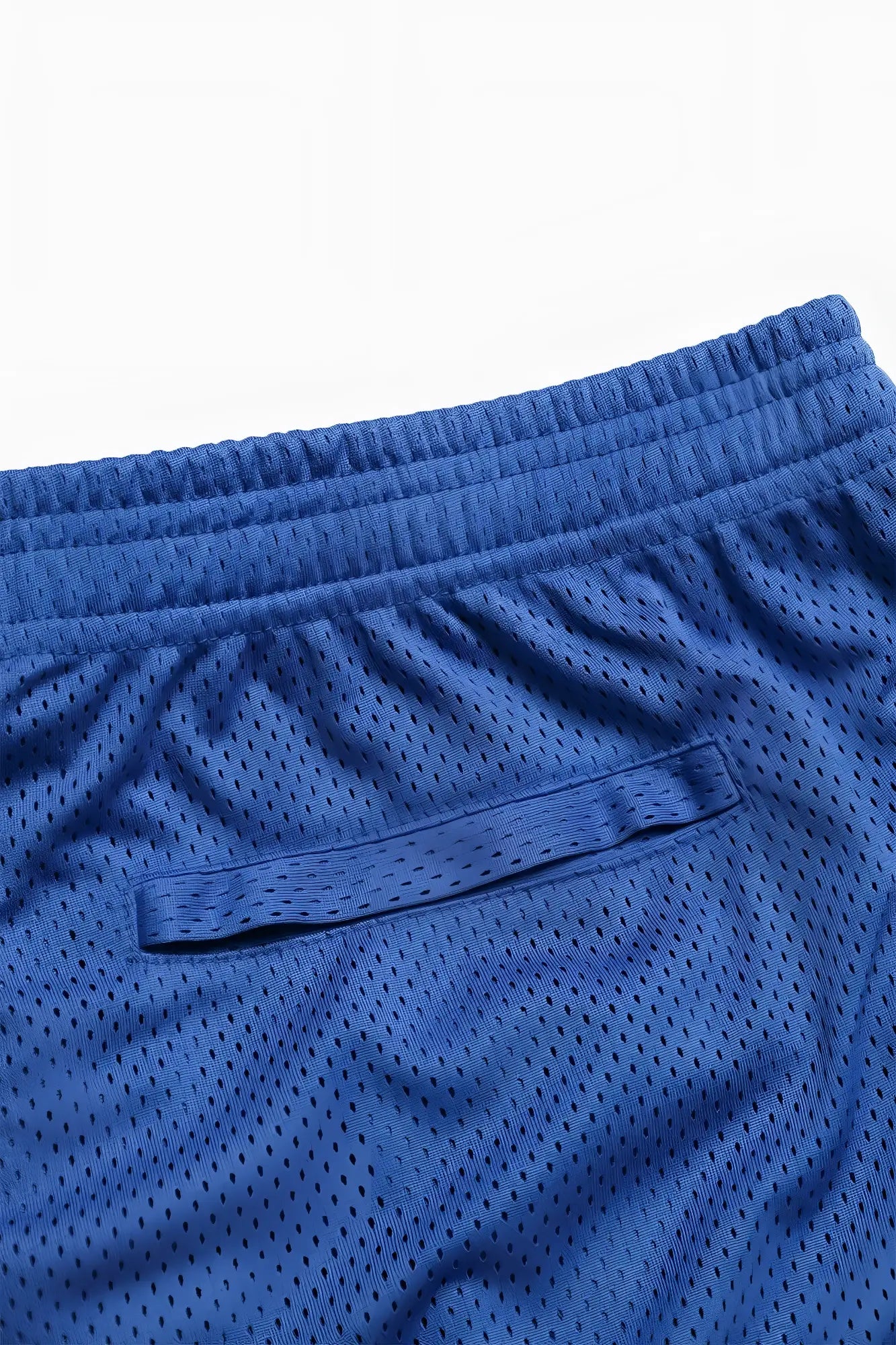 Jed North Jersey Mesh 7.5 inch gym shorts in blue with breathable mesh fabric ribbed waistband and side pocket