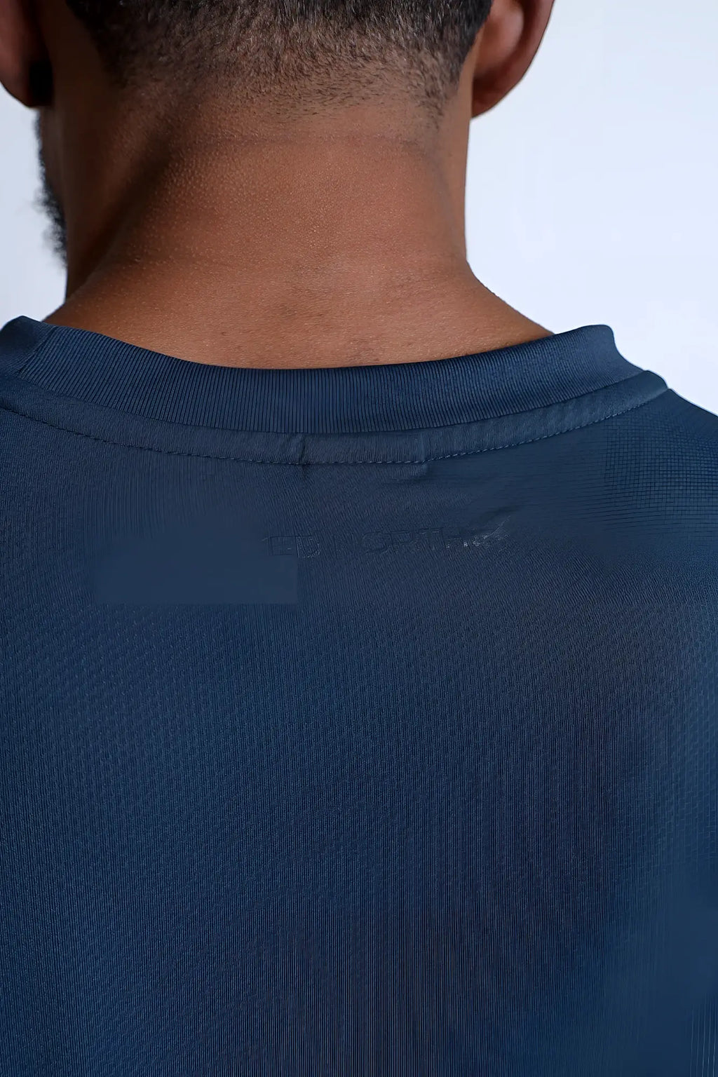 Dark blue ribbed crew neck t-shirt with subtle textured weave jn active muscle tee navy blue