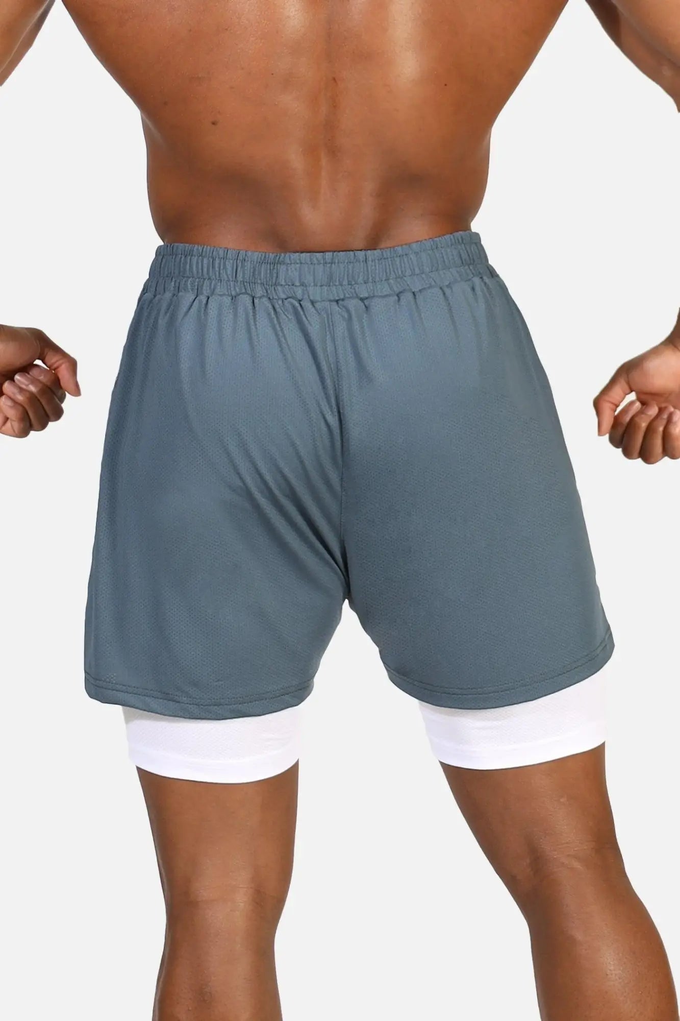 Jed north men’s 2-in-1 storm gray mesh athletic shorts with white inner layer for comfort and style