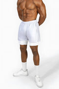 Jed North men’s 2-in-1 7 inch gym shorts in supernova silver with double-layer design and elastic waistband