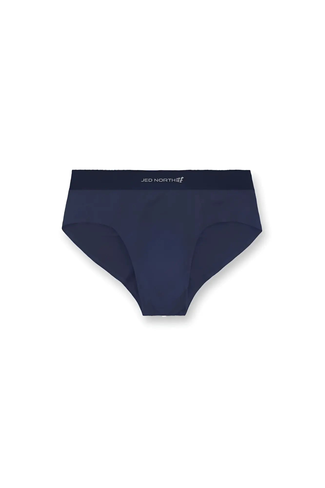Navy seamless athletic briefs with subtle jed north logo on waistband from jed north mens 2-pack black and navy