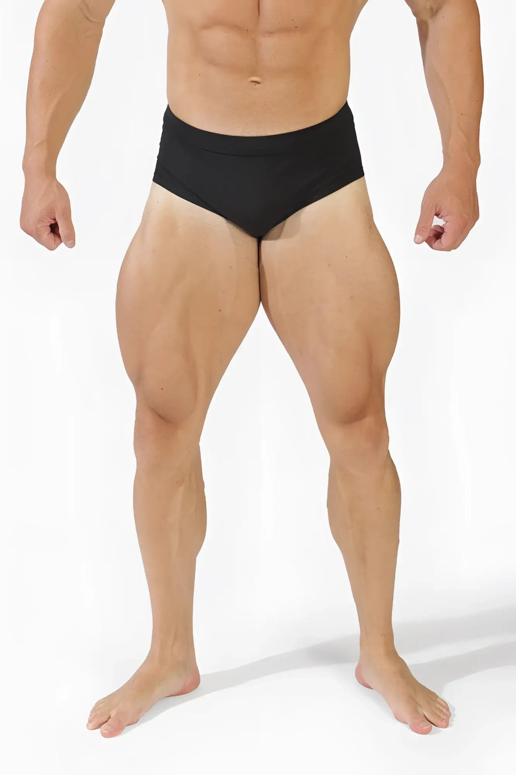 Men’s classic physique posing trunks standard 4 inch side seam black athletic briefs designed for competition use