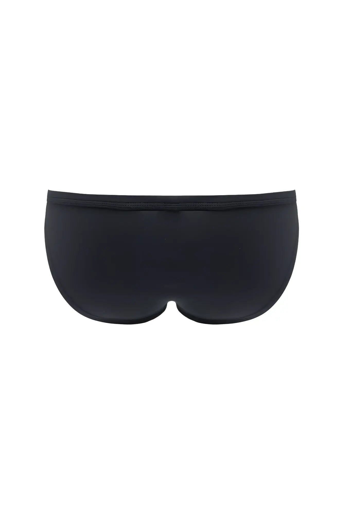 Black silicone eye mask with a smooth seamless design featured in men’s classic physique trunks 2 inch seam black product