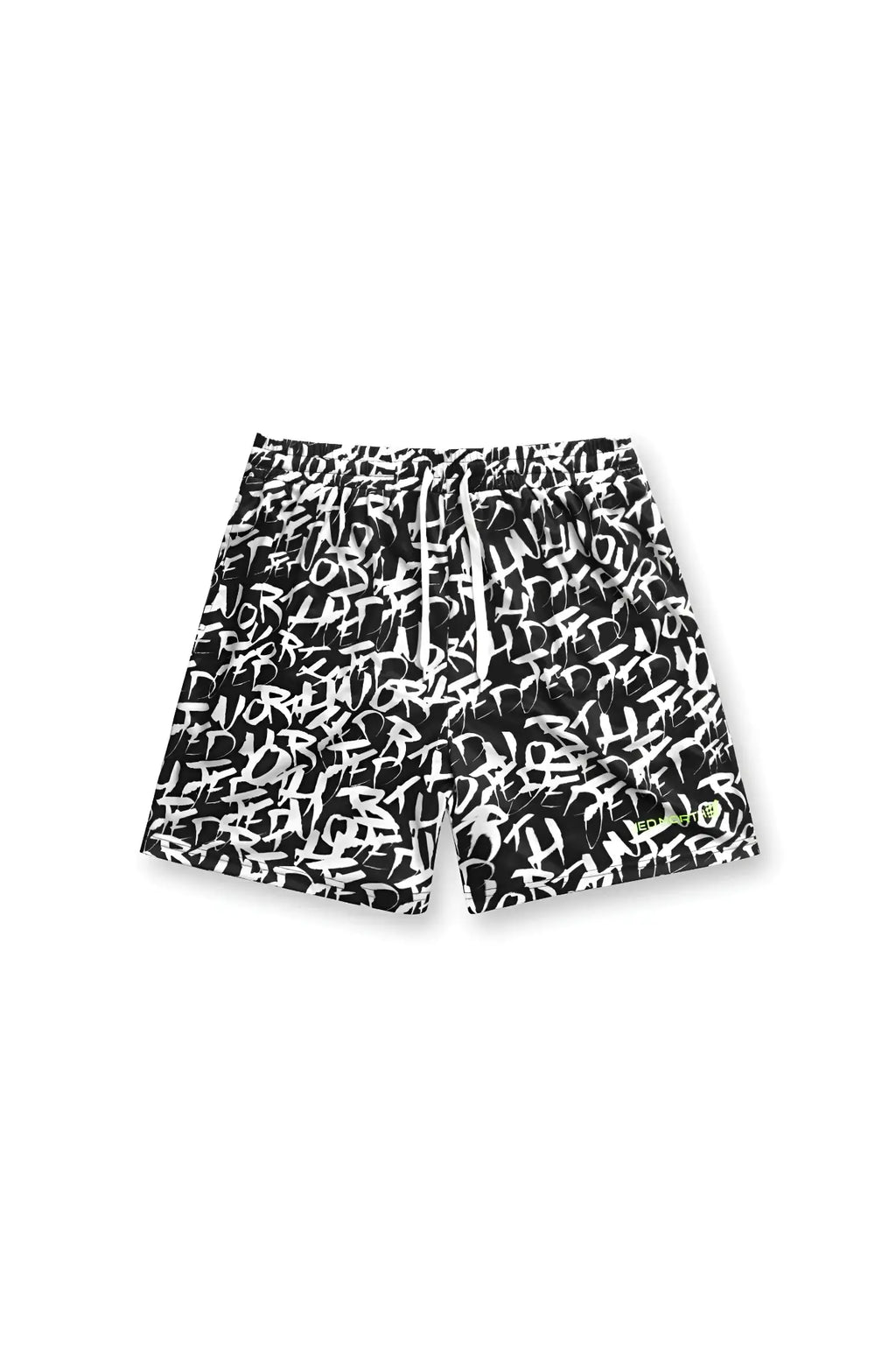 Jed north men’s fast-dry 5 inch training shorts with black and white graffiti swim trunks design and drawstring waistband