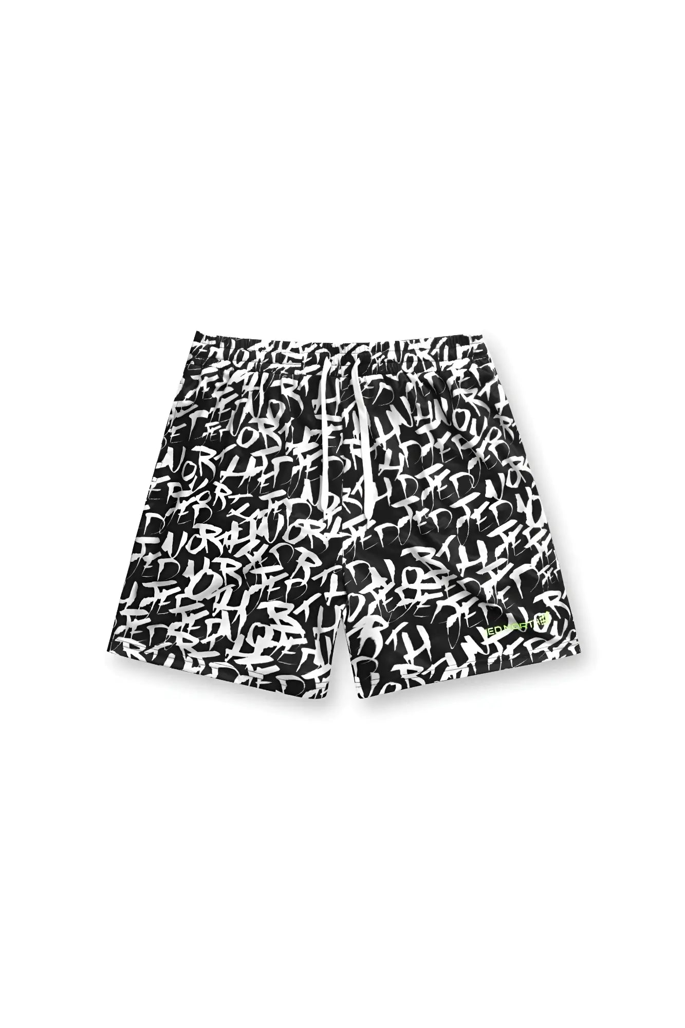 Jed north men’s fast-dry 5 inch training shorts with black and white graffiti swim trunks design and drawstring waistband