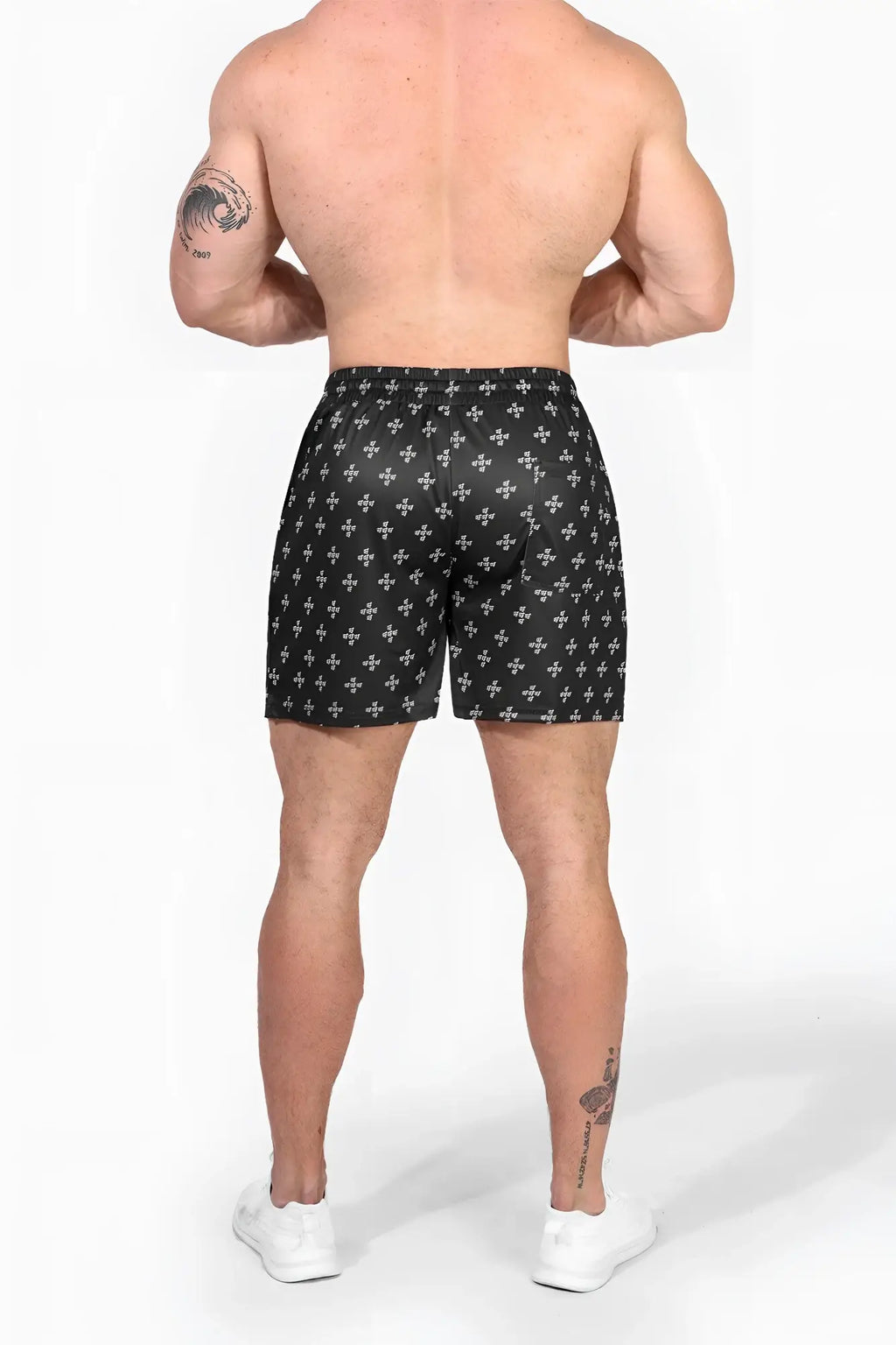 Jed North men’s fast-dry black athletic shorts with a white cross pattern designed for training and quick drying