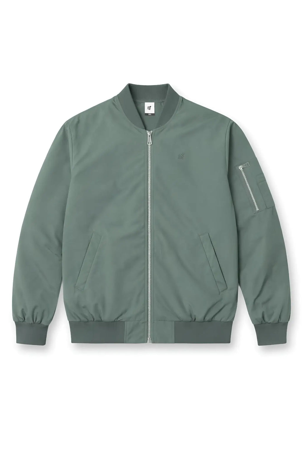 Men’s premium bomber jacket olive with a matte finish ribbed cuffs waistband front zipper and multiple pockets