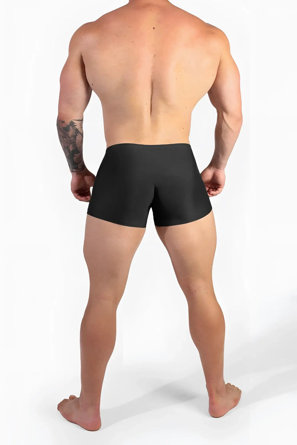 Jed north men’s seamless muscle-fit boxers 2-pack in black with smooth stretchy fabric and form-fitting design