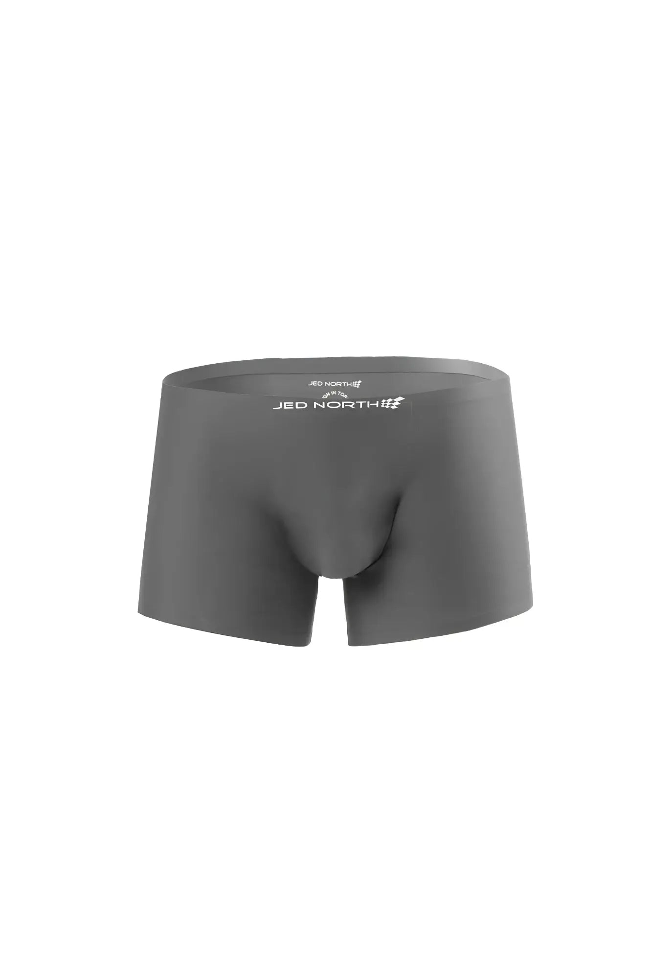 Dark gray sleek fitting jed north seamless muscle fit men’s briefs with embroidered waistband logo in a 2 pack