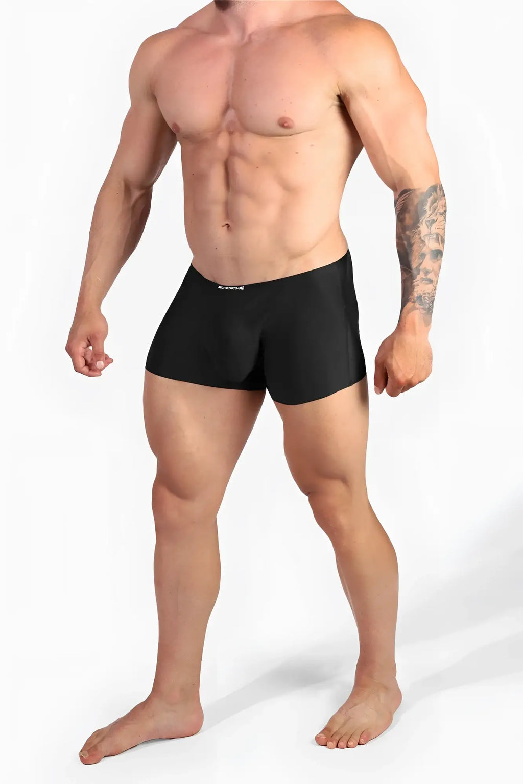 Jed north men’s seamless muscle-fit boxers 2-pack in black featuring sleek athletic briefs with subtle waistband branding