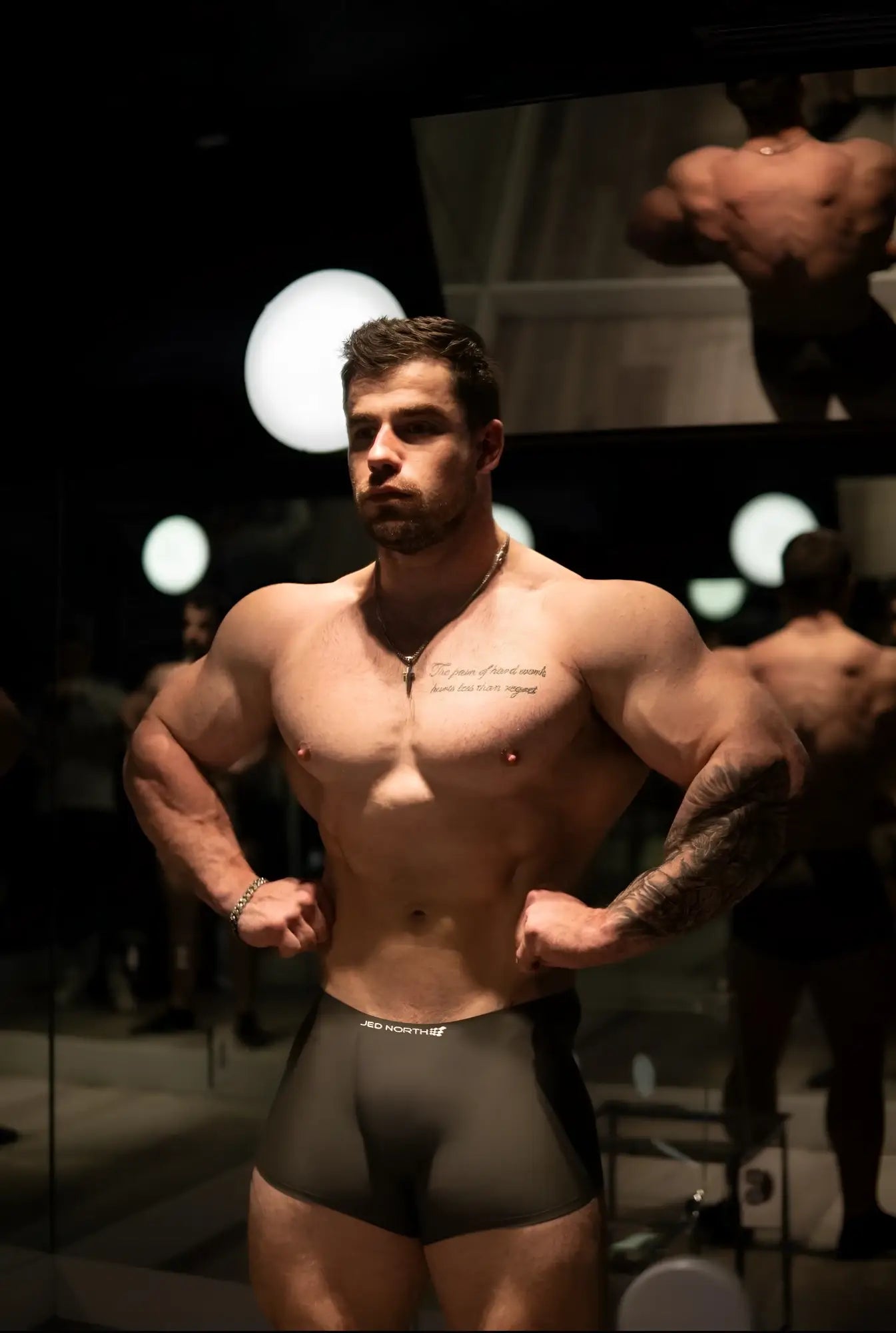Black jed north seamless muscle-fit athletic briefs with subtle white logo on waistband in a 2-pack set