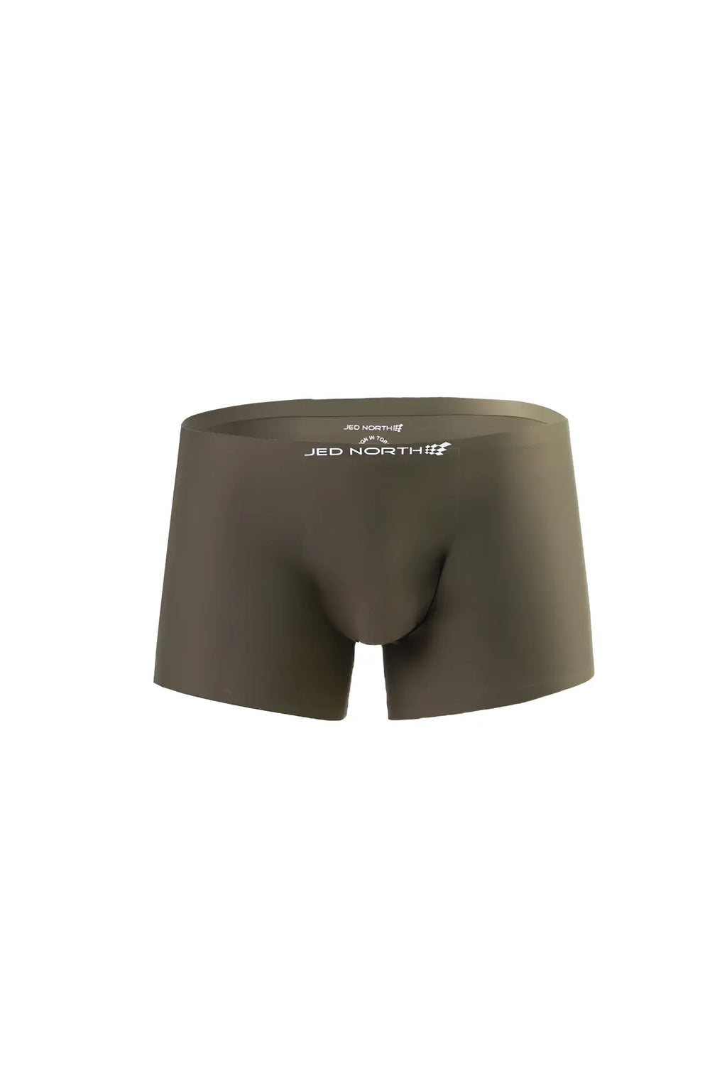 Olive green jed north men’s seamless muscle-fit briefs with smooth fabric and subtle logo on the waistband