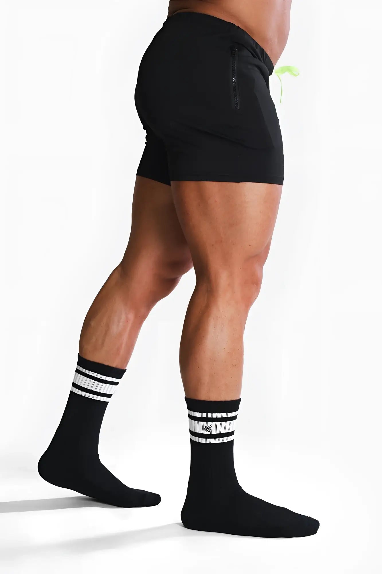 Men’s striped crew socks black with breathable fabric and comfortable fit for everyday wear