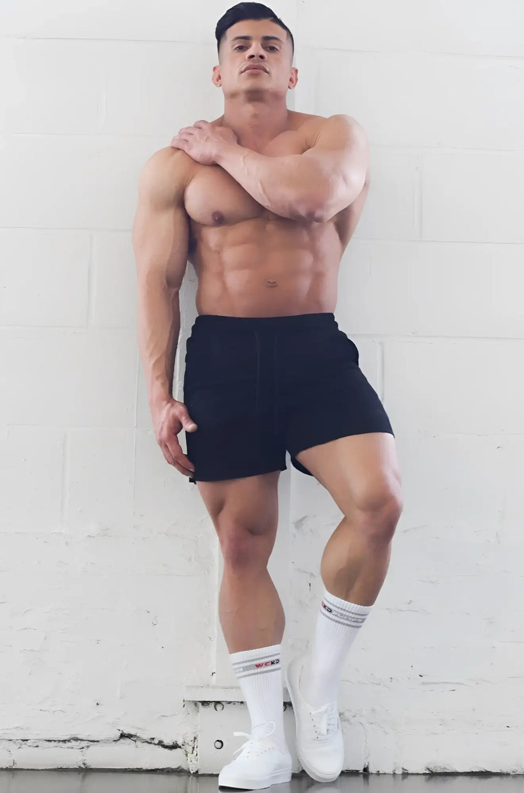 Black jed north motion 5 inch varsity sweat shorts with drawstring waistband and subtle side pockets for athletic use