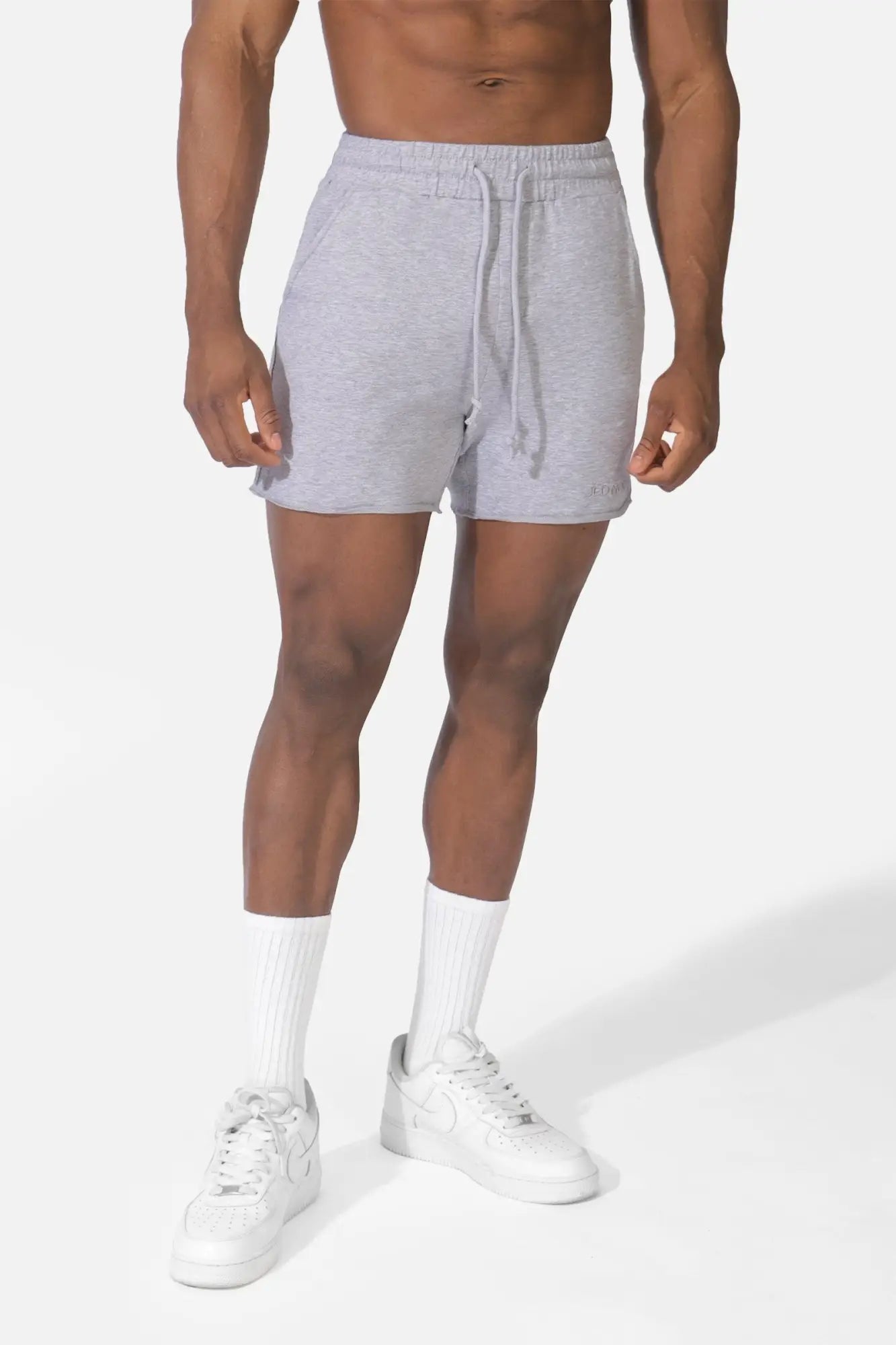 Jed north motion 5 inch varsity gray heathered sweatshorts with drawstring waistband for casual wear