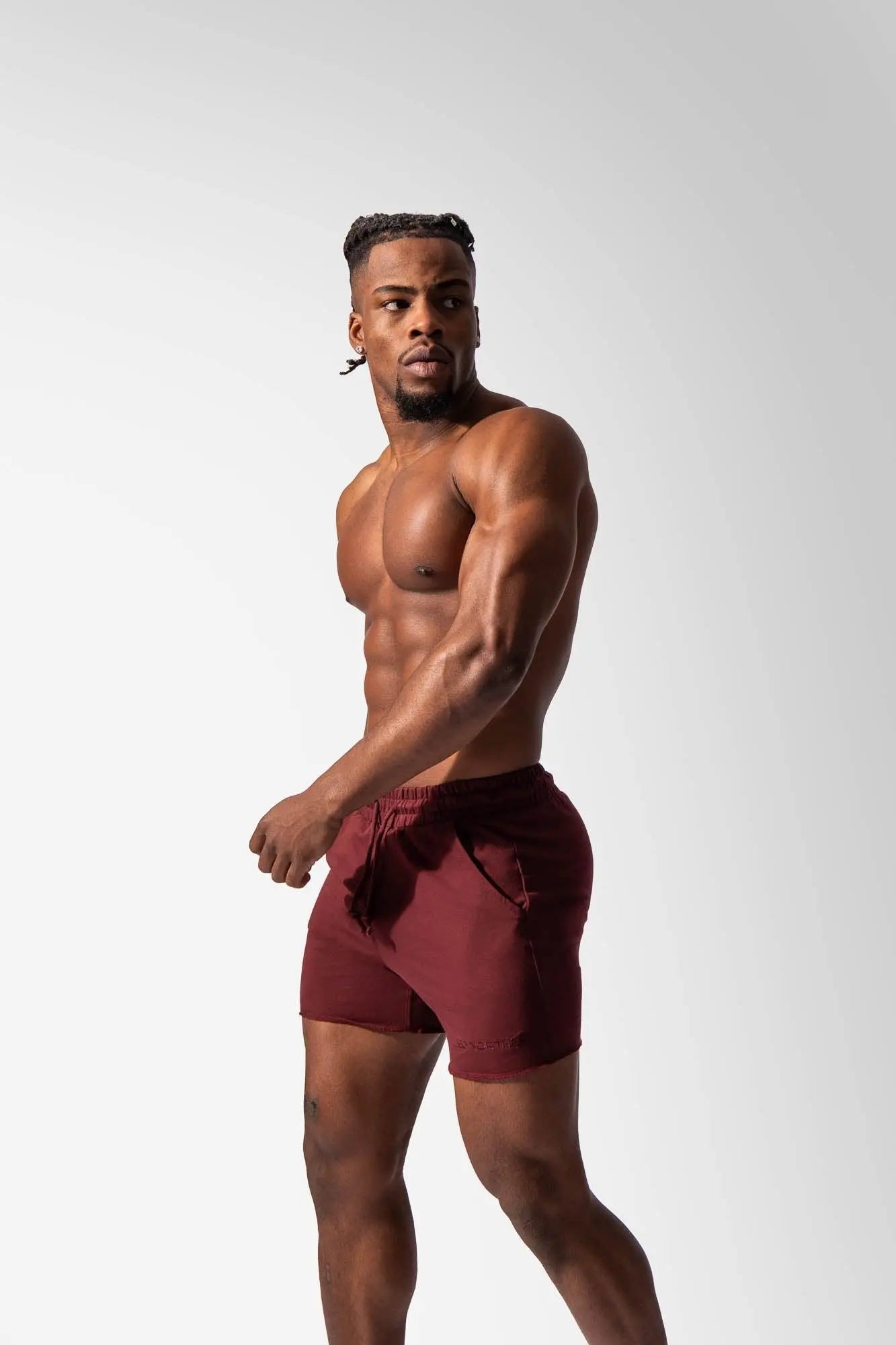Jed North motion 5 inch varsity maroon athletic shorts with drawstring waistband and side pockets for casual wear