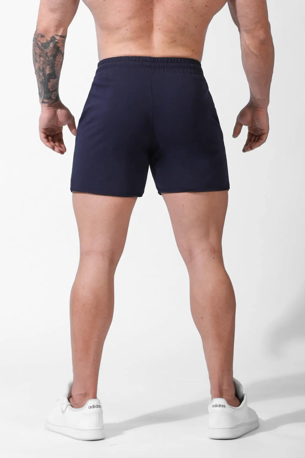 Navy jed north motion 5 inch varsity sweat shorts with elastic waistband and straight-cut hemline for athletic wear