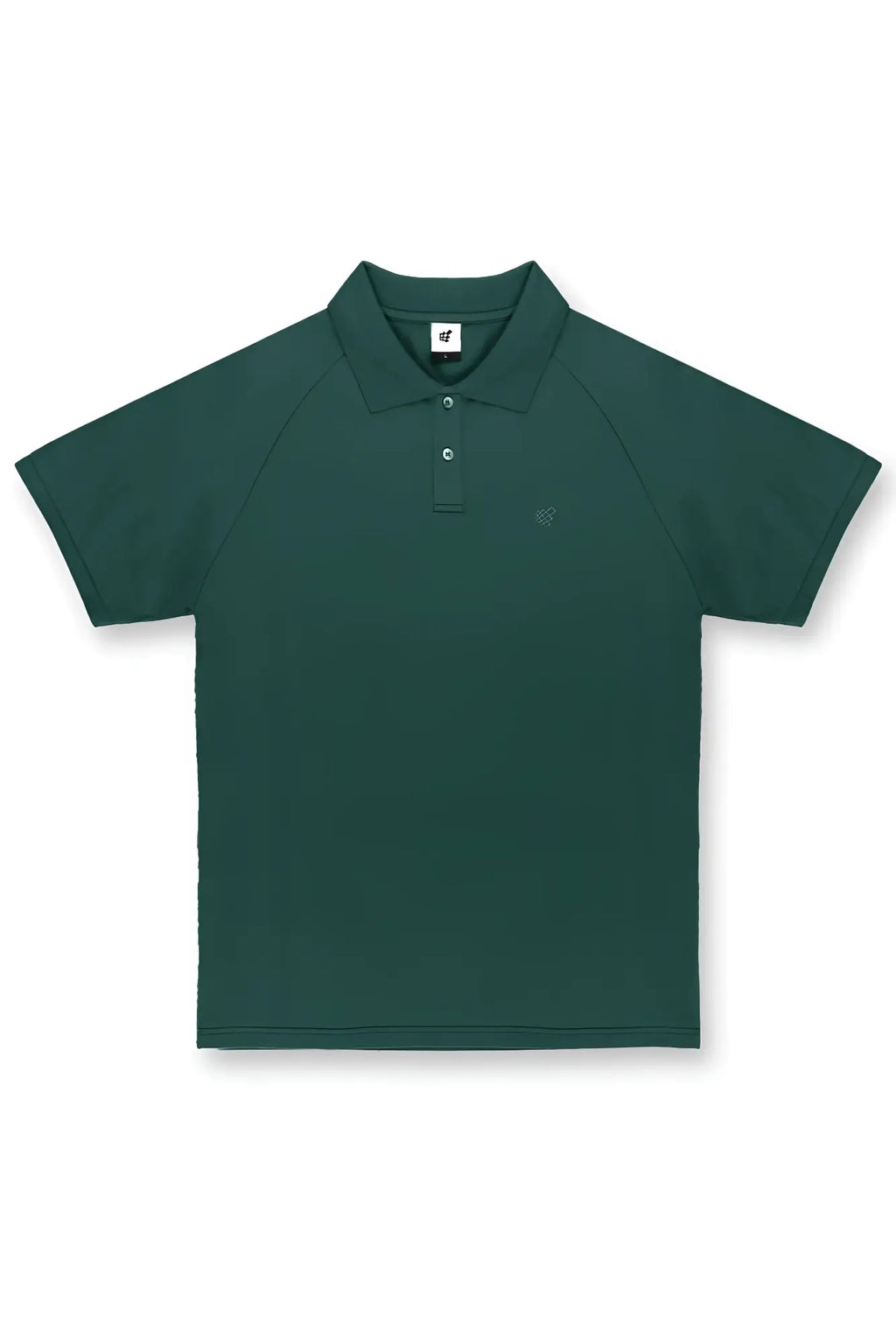 Dark green muscle fit all-day polo t-shirt with short sleeves classic collar and two-button placket in evergreen color