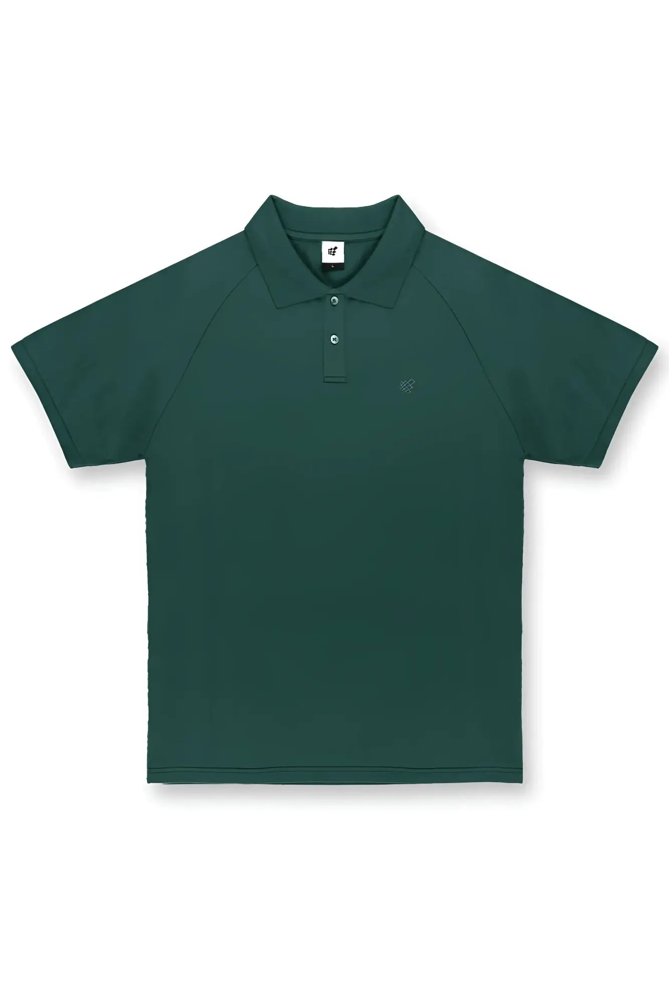 Dark green muscle fit all-day polo t-shirt with short sleeves classic collar and two-button placket in evergreen color