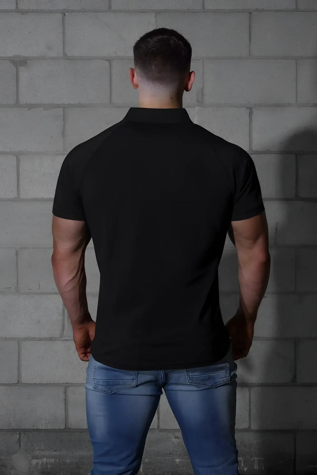 Jed North muscle fit onyx black short-sleeved polo shirt with collar made for all-day comfortable wear