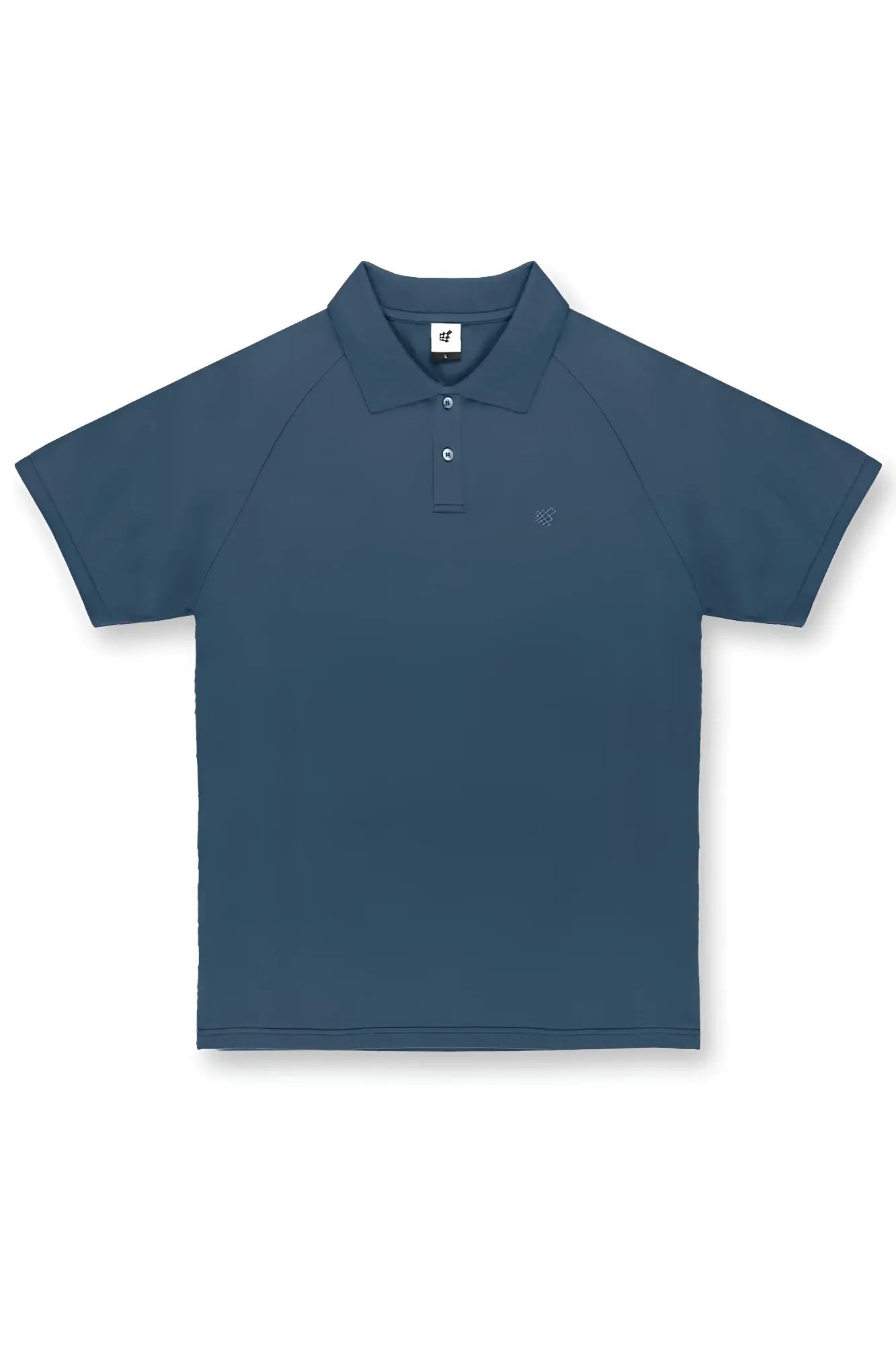 Muscle fit all-day polo t-shirt in storm blue with short sleeves and subtle textured fabric featuring minimal branding