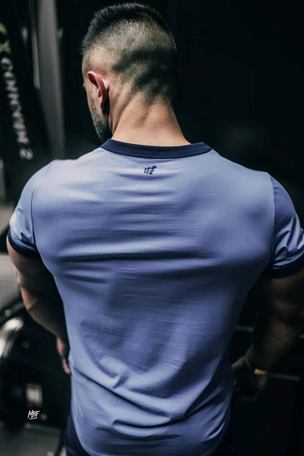 Muscle-fit ringer t-shirt electric blue with fitted short sleeves ribbed crew neckline and subtle texture