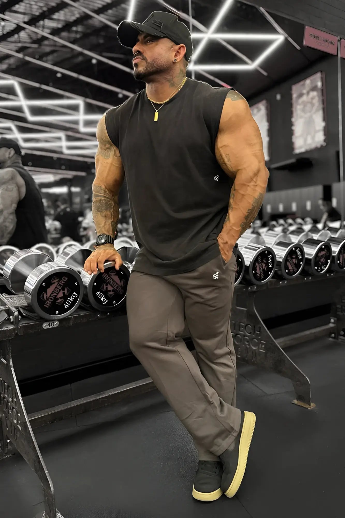 Jed North oversized washed sleeveless t-shirt in washed black with a small white logo on the chest for athletic wear