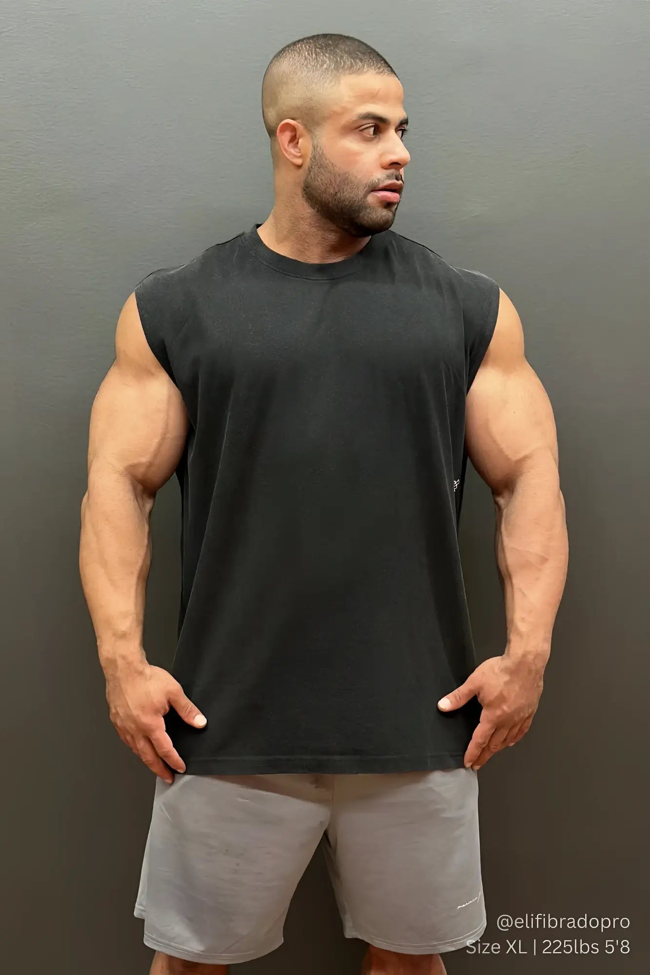 Jed North oversized washed black sleeveless t-shirt made of soft cotton with a crew neck for casual wear