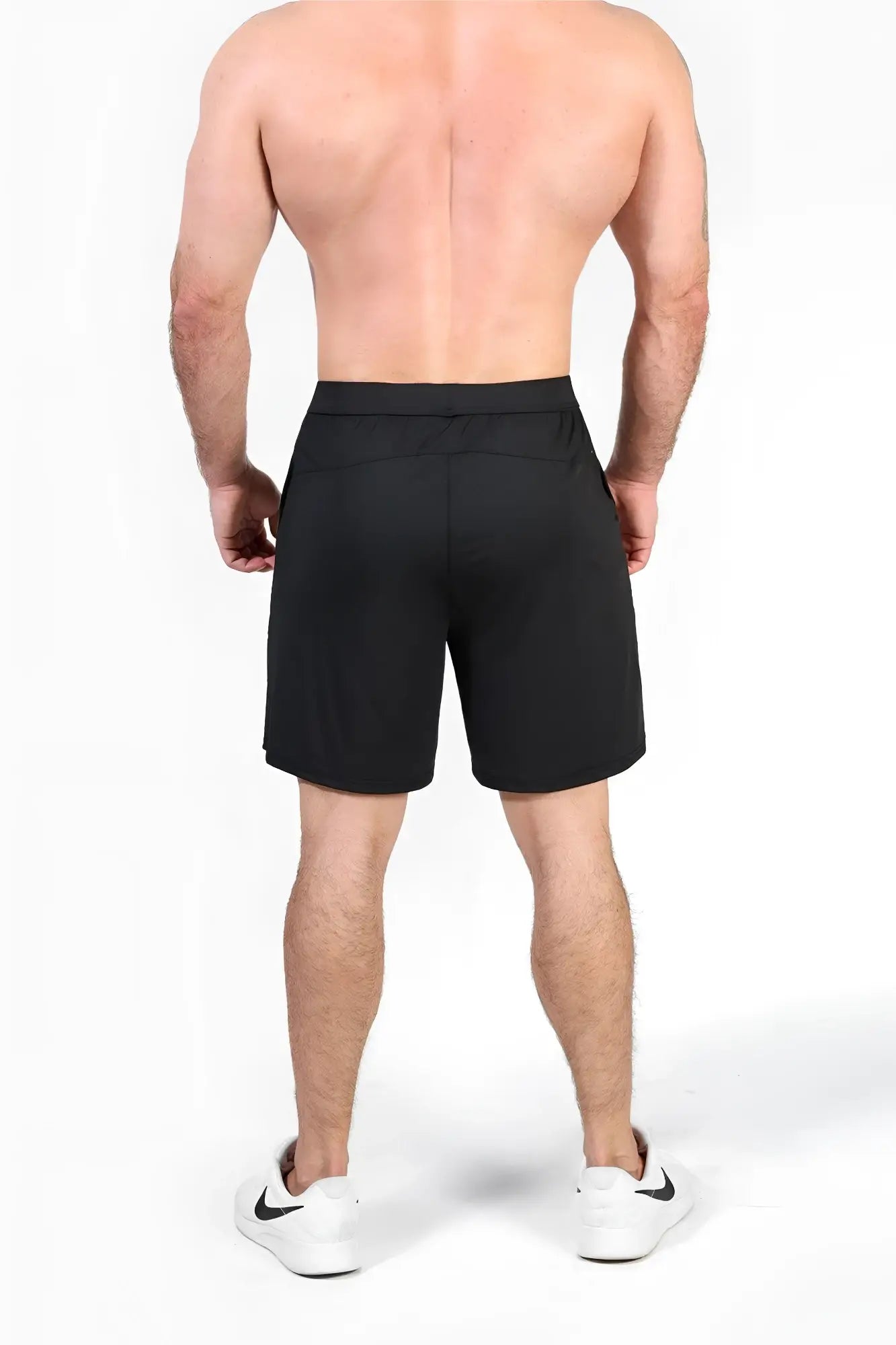 Jed North performance air-tech black athletic shorts with sleek modern design and subtle side pockets for training