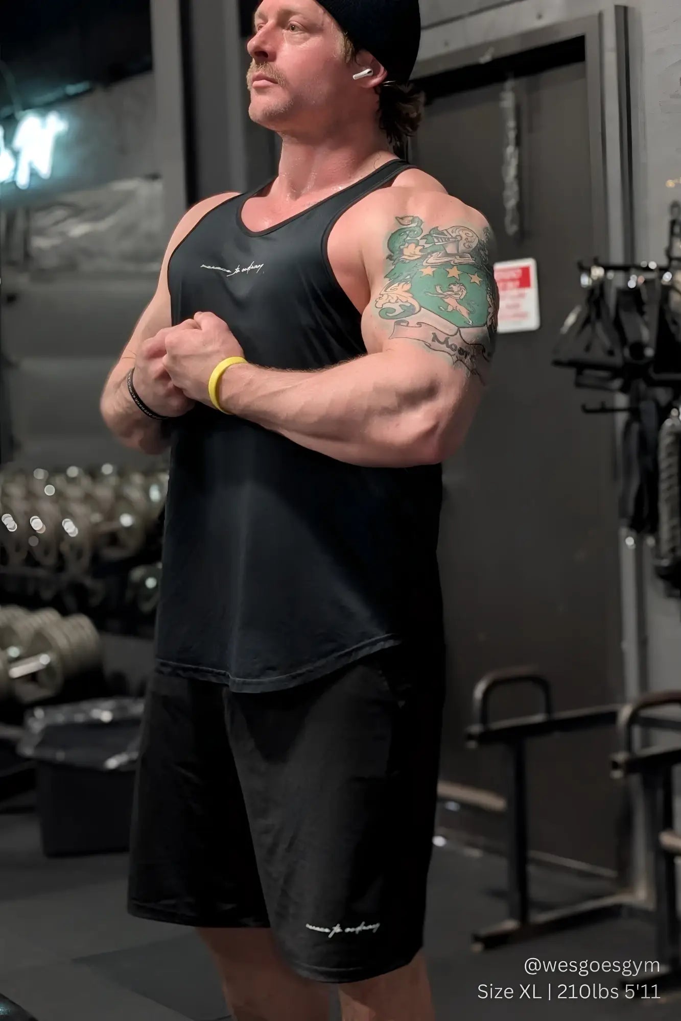 Black jed north performance air-tech athletic shorts and tank top set with white logo for workout and training