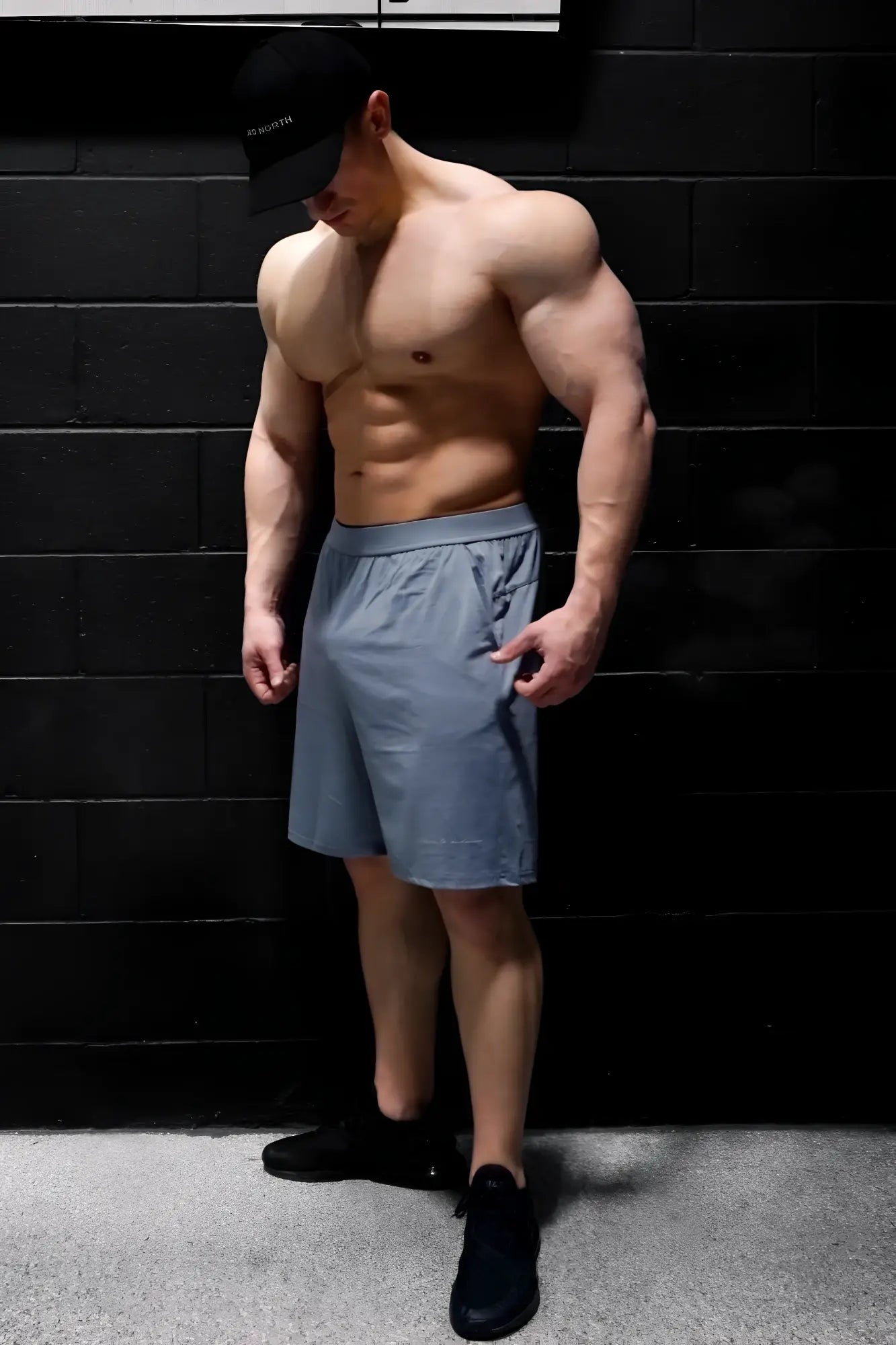 Gray jed north performance air-tech athletic shorts with drawstring waistband and side pockets for active use
