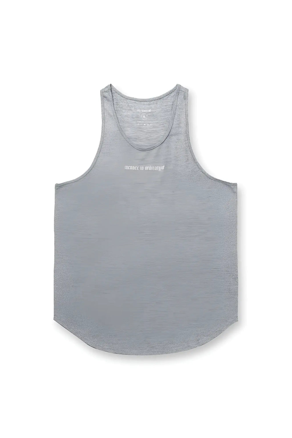 Gray heathered Jed North Performance Max bodybuilding stringer tank top with subtle white embroidered logo on chest