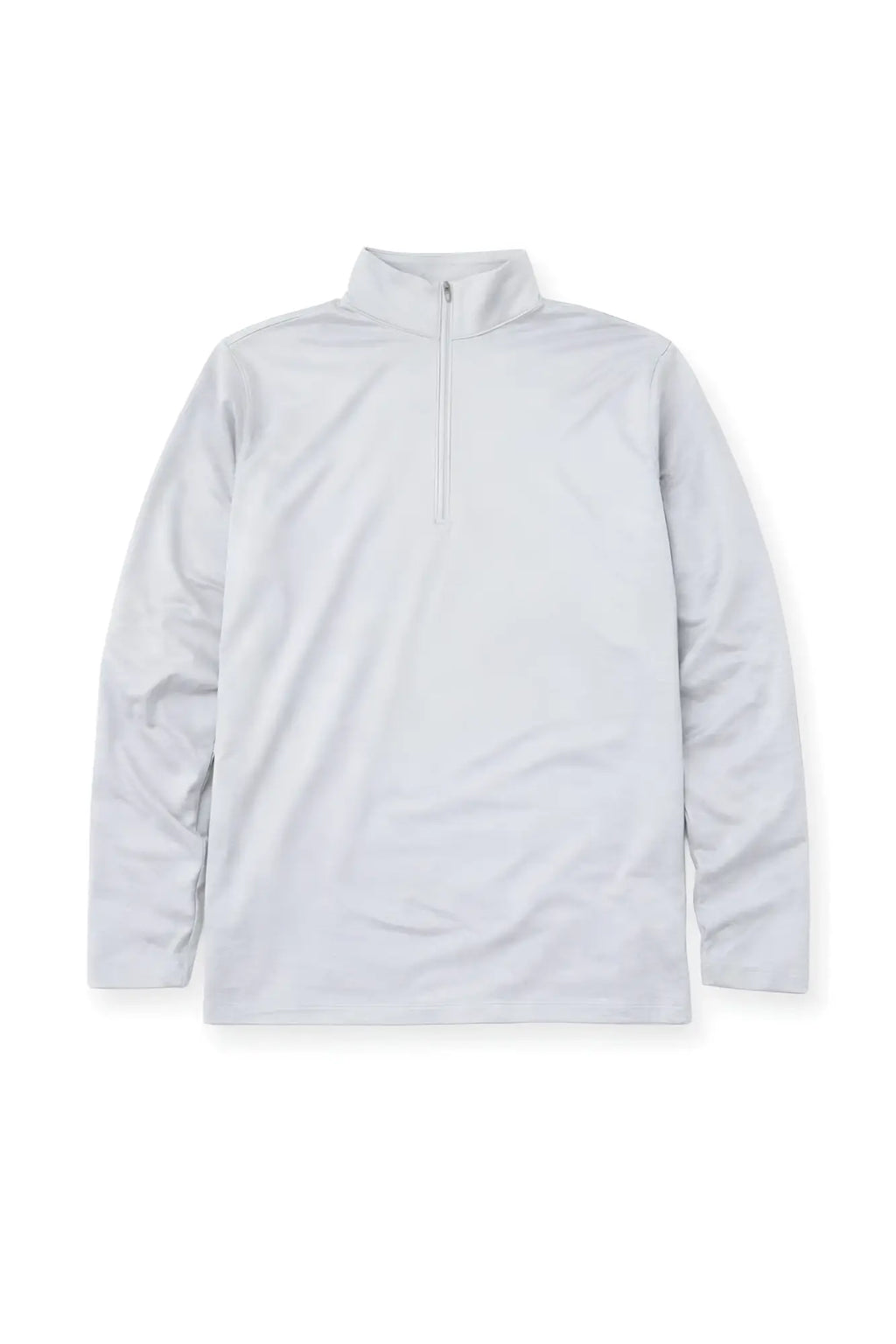 White long-sleeved quarter-zip pullover shirt made of smooth lightweight fabric for training and casual wear