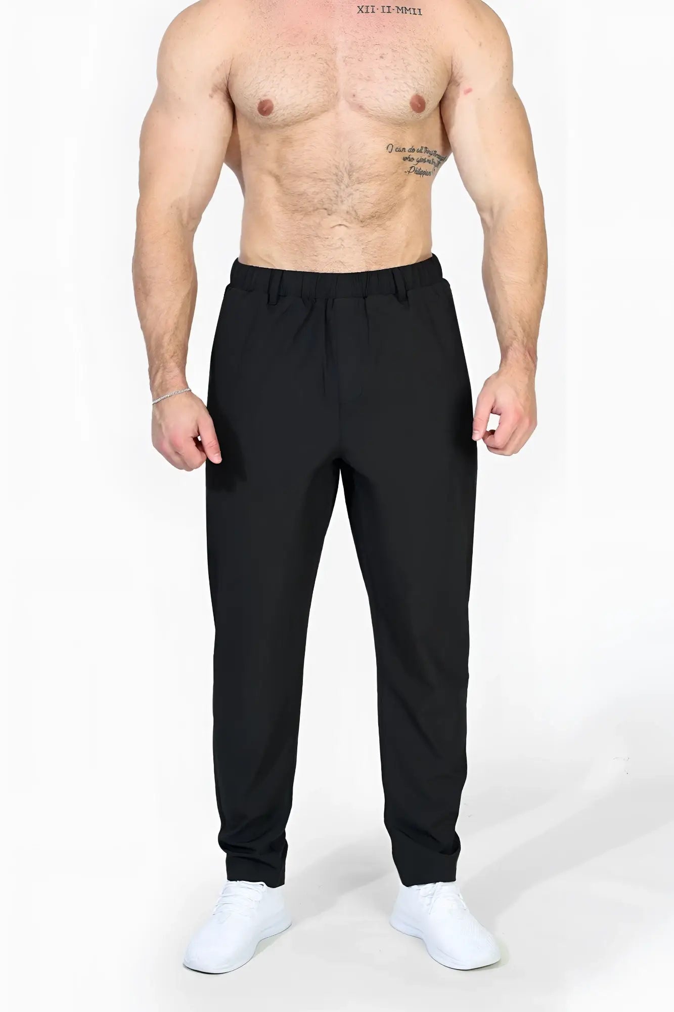 Black jed north quick dry tech pants with elastic waistband tapered legs designed for athletic performance