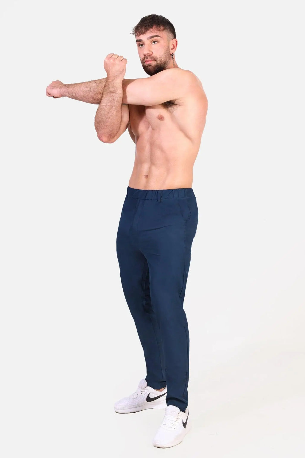 Navy jed north quick-dry tech pants with sleek form-fitting design and elastic waistband for athletic use
