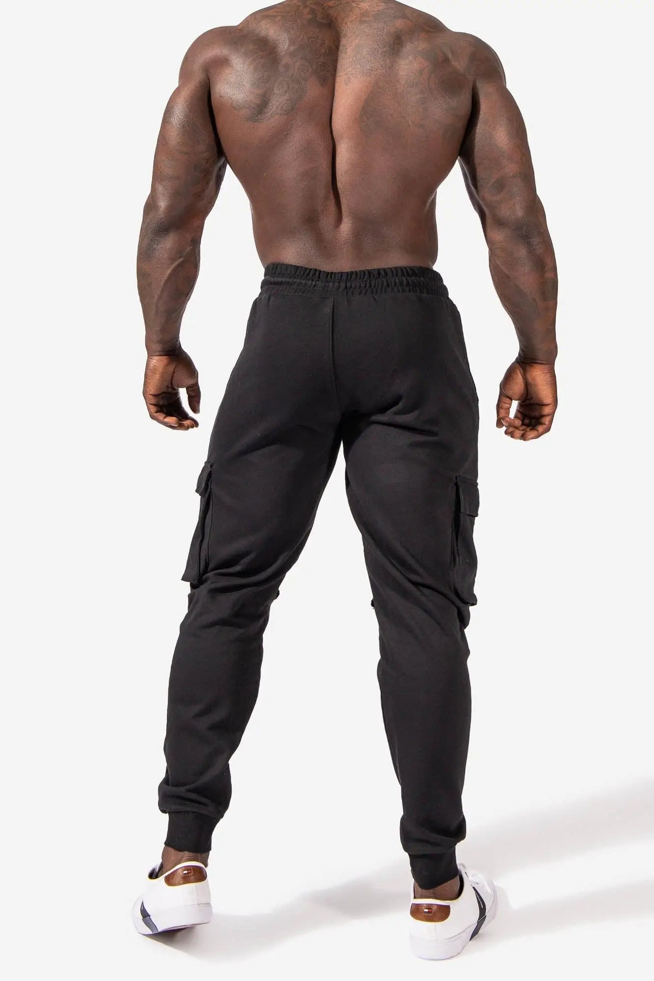 Black renegade cargo joggers with elastic waistband and side pockets made from durable fabric for casual wear