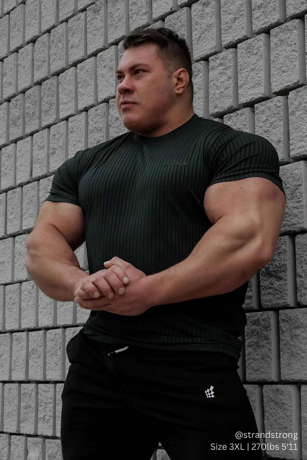 Dark green ribbed short-sleeve muscle-fit t-shirt by Jed North in forest green with a comfortable stretch material