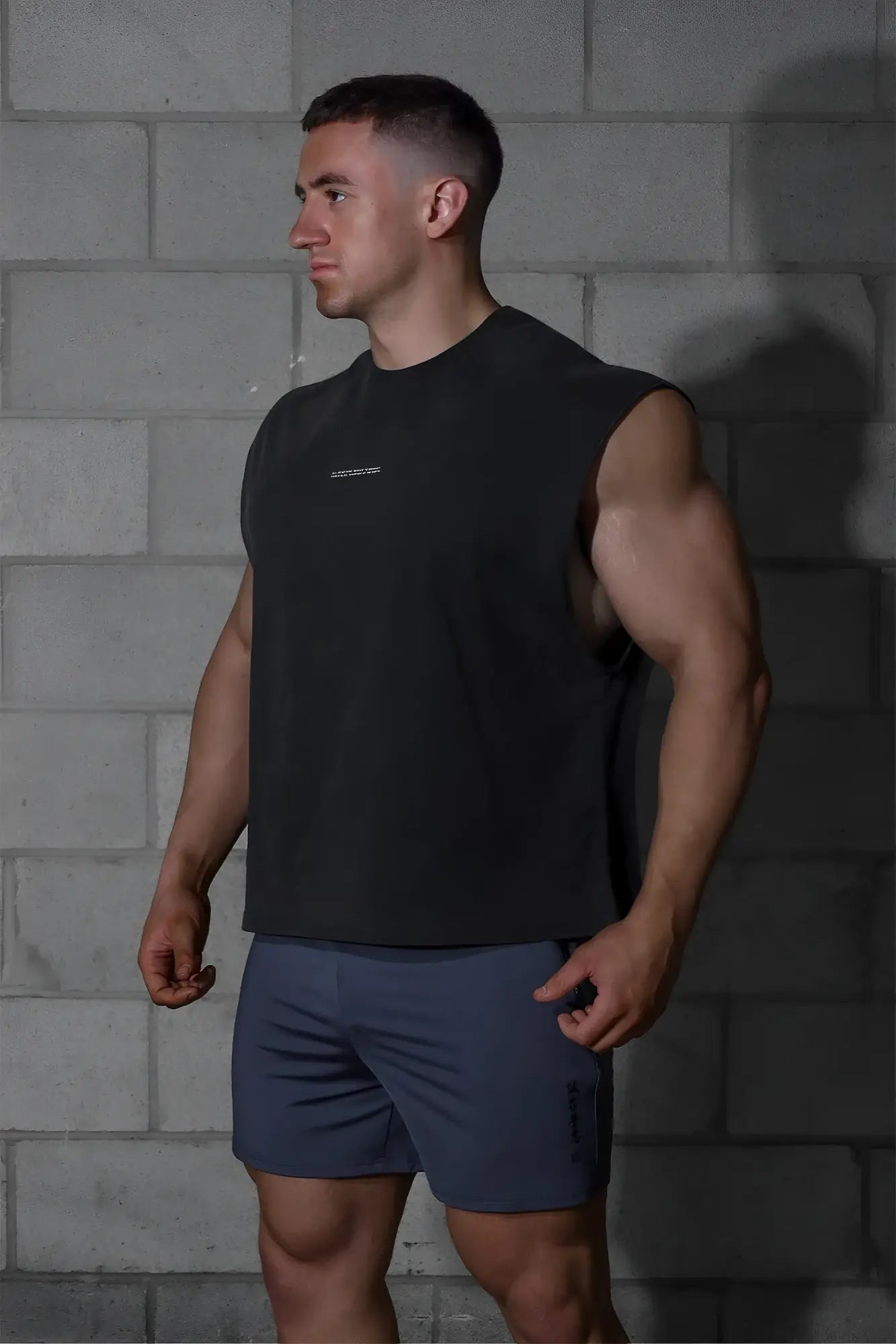Black Jed North sleeveless box cut tank top with subtle chest logo made for athletic performance and comfort