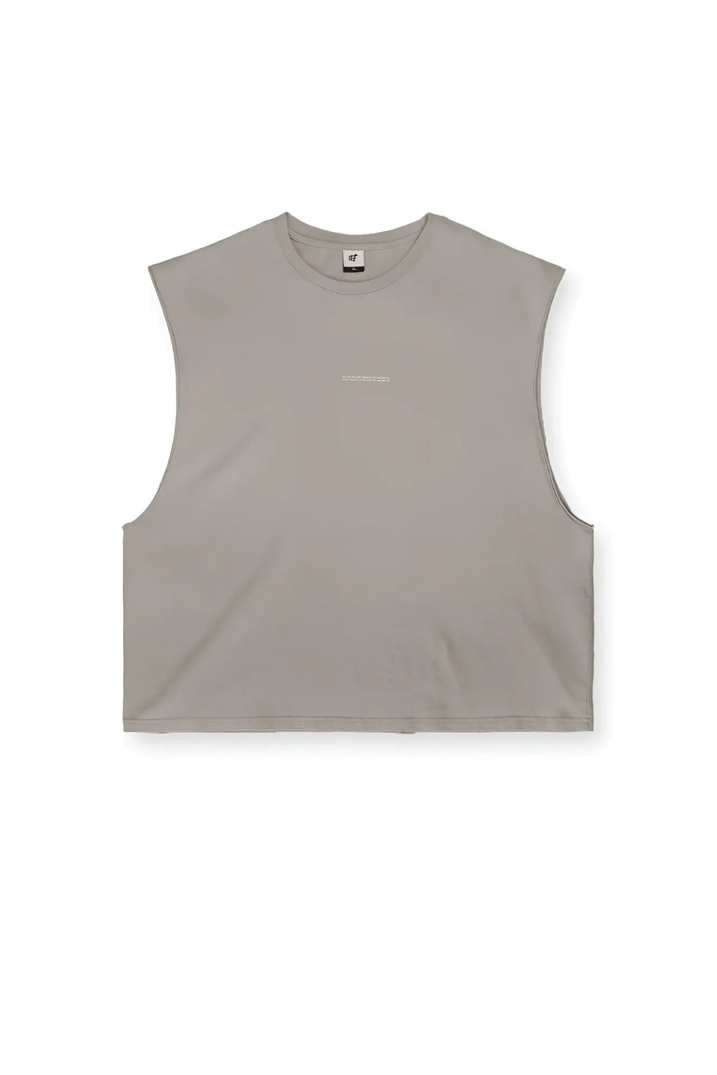 Jed North sleeveless box cut tank top in light khaki featuring a minimalist beige sleeveless crop design with subtle stitching