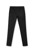 Black smart casual chino pants with slim-fit tailored design and subtle stitching details for versatile wear