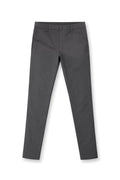 Dark gray slim-fit smart casual chino pants with clean tailored design and subtle stitching details