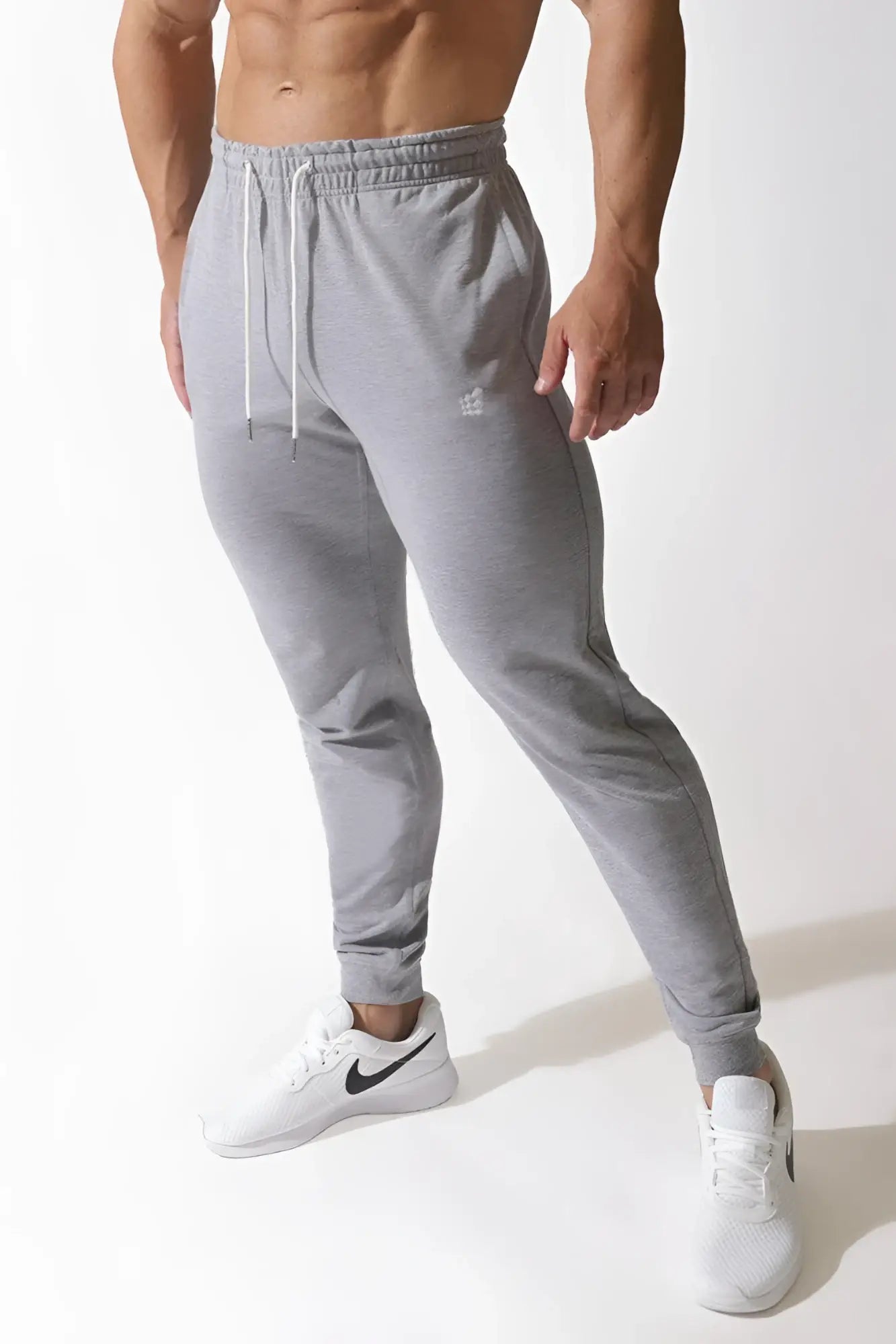 Spirit joggers gray heathered cotton blend jogger pants with drawstring waist and tapered legs