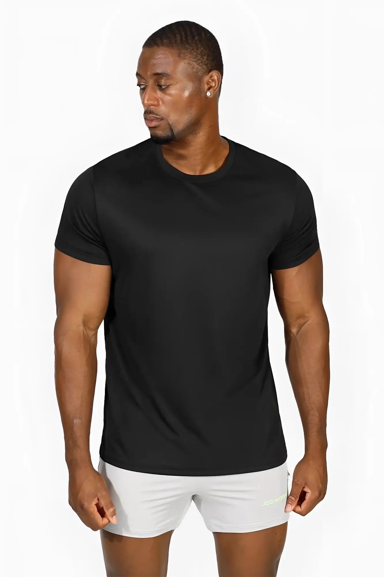 Jed North tactical fast-dry training t-shirt in obsidian black short-sleeved crew neck for active wear