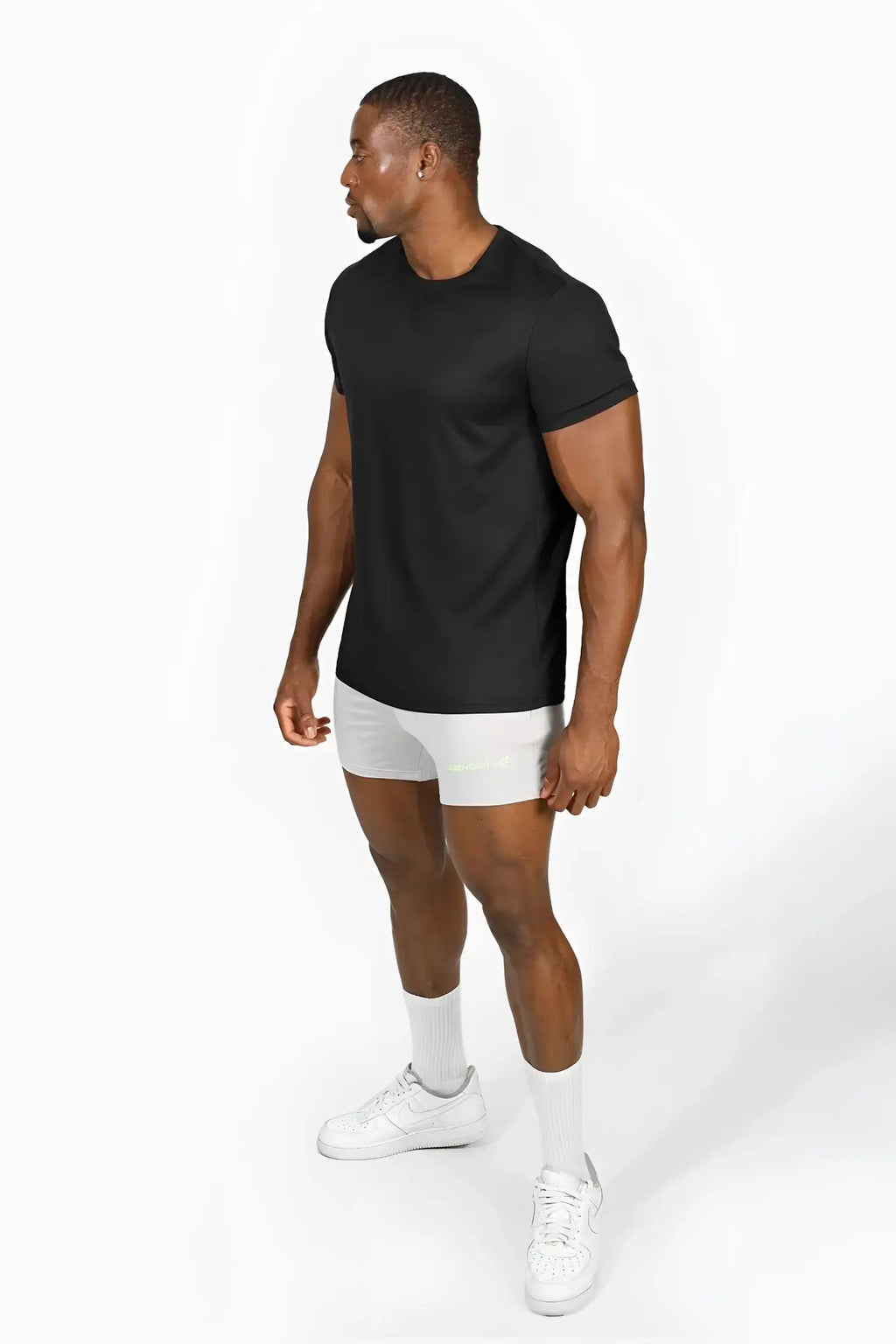 Jed North tactical fast-dry training black short-sleeved crew neck t-shirt designed for intense workouts