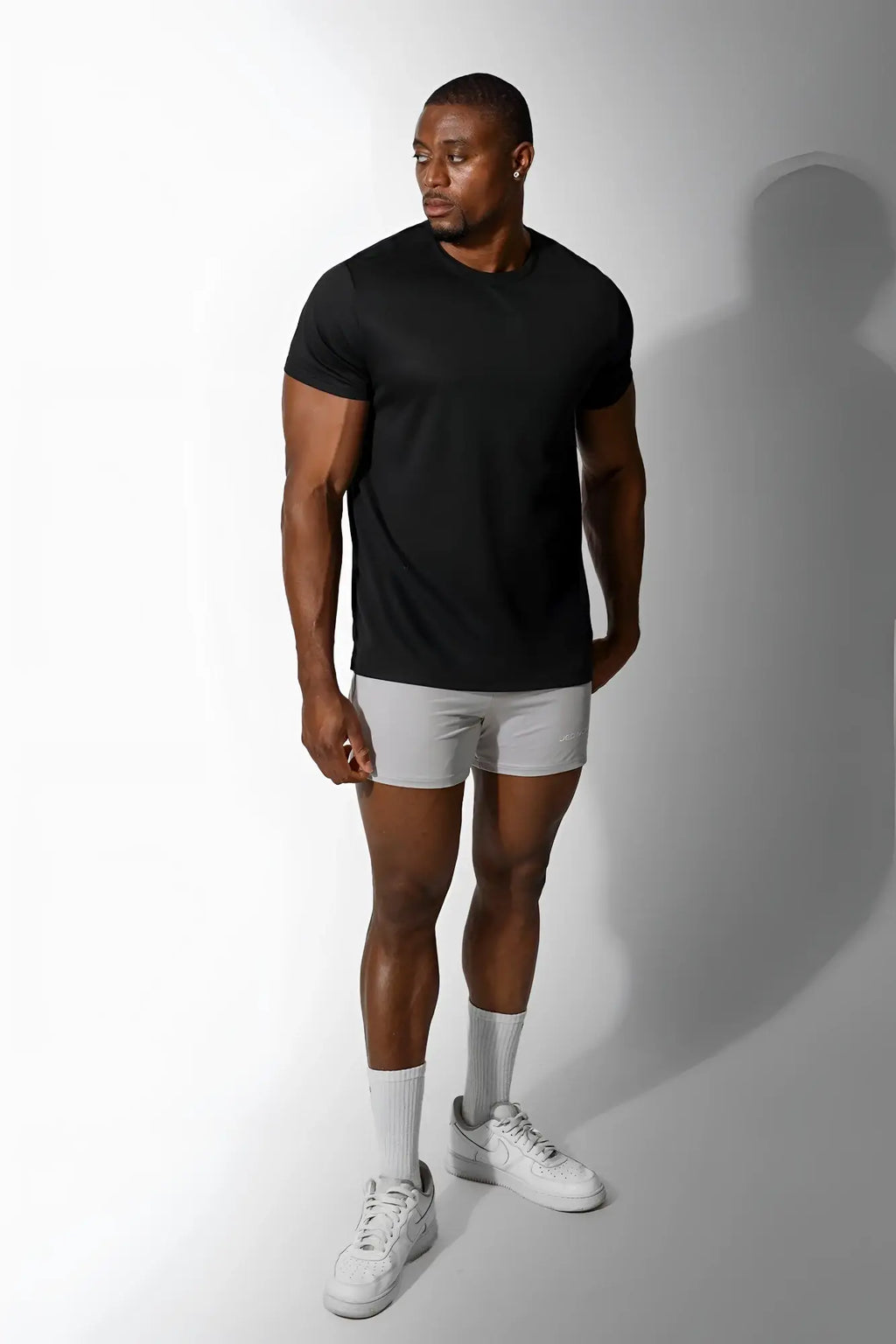 Jed North tactical fast-dry training t-shirt black short-sleeved crew neck moisture-wicking fabric for workouts