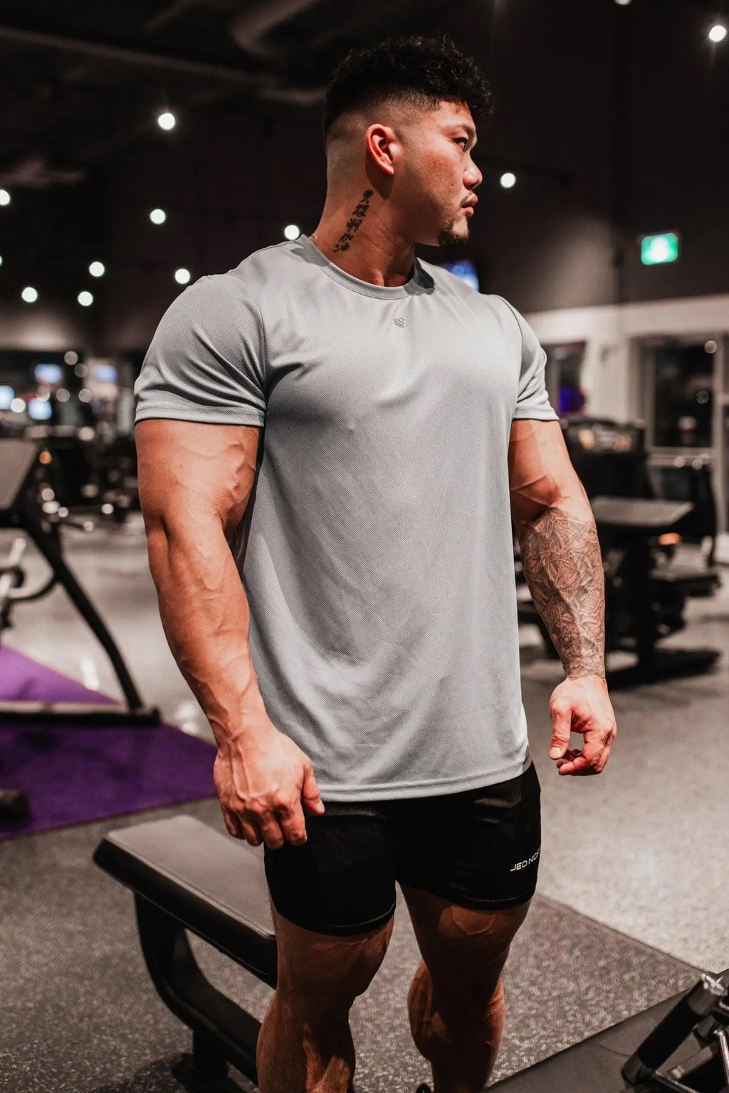 Jed North tactical fast-dry training t-shirt in polar silver with fitted short sleeves and ribbed crew neck collar